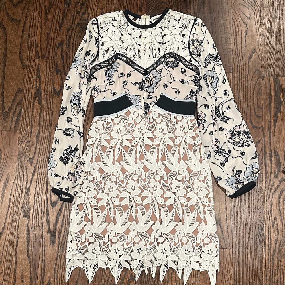 Self-Portrait Black and White Lace Dress